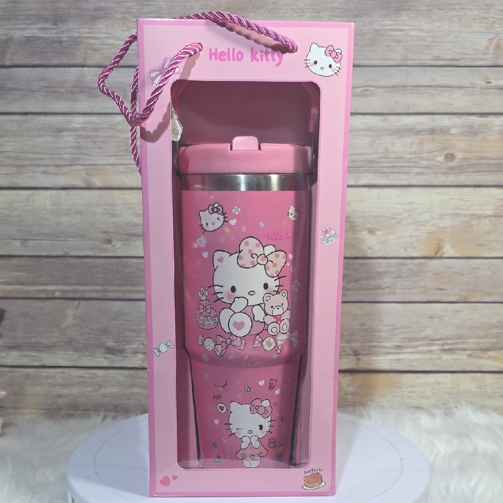 Hello Kitty Pink Travel Tumbler and Cup Set